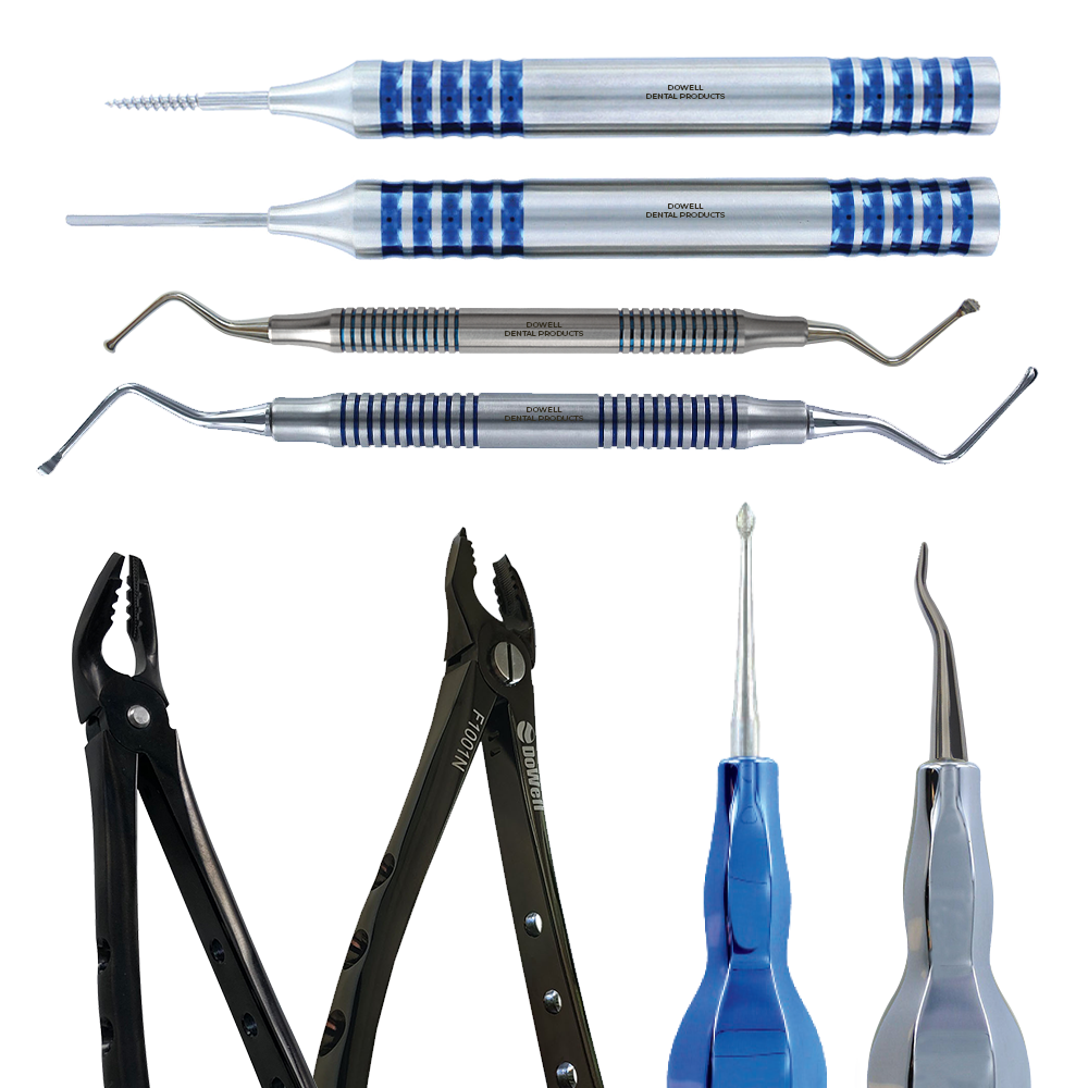 Atraumatic Extraction Kit - 8pcs Luxating Periotimes Apical Retention Forceps Serrated Curettes